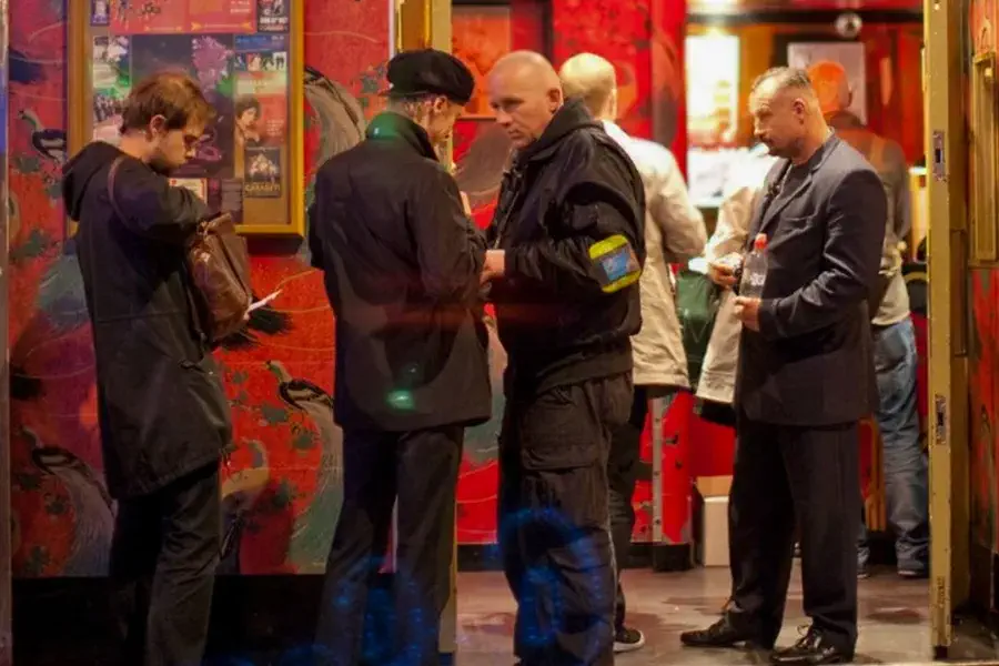 Sia-licenced nightclub door supervisors checking the ids of youngsters to prevent their access.