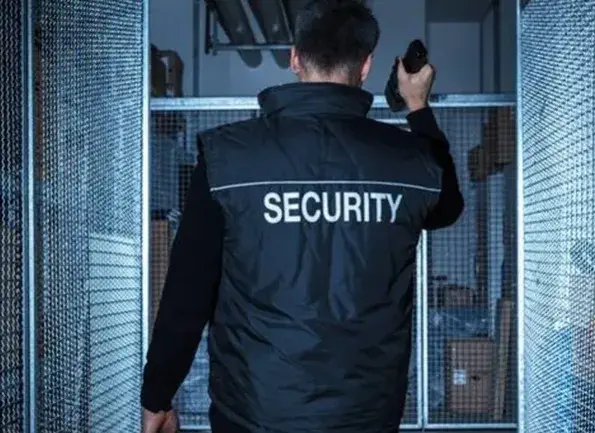 Warehouse security guard performs duties on carpark supervision, visual deterrent, access control, conducting periodical patrols, conducting patrols and safety supervision