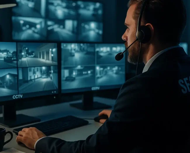A CCTV Operator monitoring the CCTV cameras closely to ensure the security and safety of everyone.