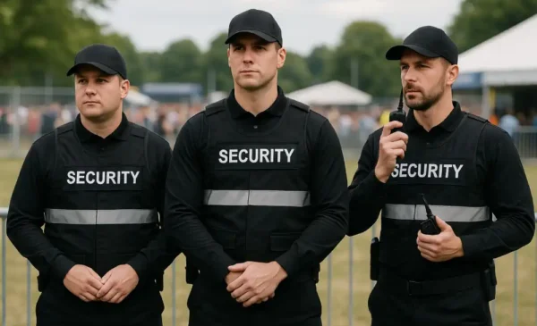 UK Event Security team, Guard Mark uniforms, ensures security orders indoors and outdoors with professionalism, diligence.