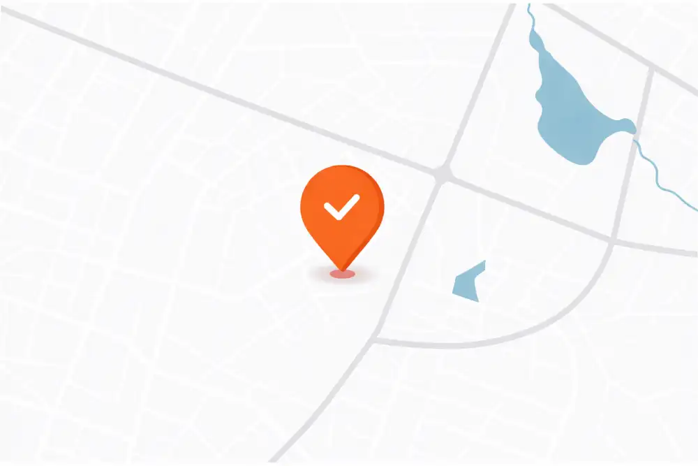 UK city map with a single orange location pin marking a guard position on a clean, light grey street layout.