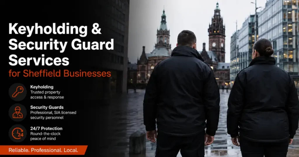 Keyholding and security guard services for Sheffield businesses with two professional guards in Sheffield city centre.